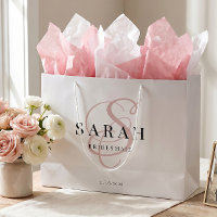 White Pink Monogram Personalized Bridesmaid