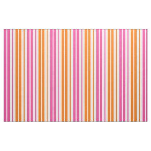 White Pink Orange Vertical Stripes Design   Fabric
