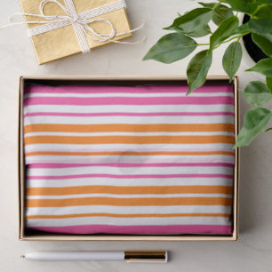 White Pink Orange Vertical Stripes Design   Tissue Paper