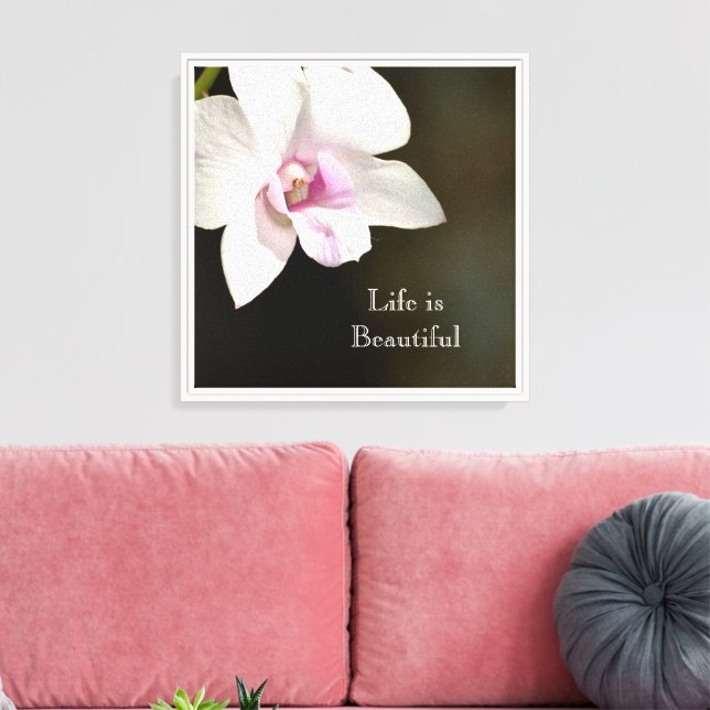 White Pink Orchid Flower Kauai, Hawaii Canvas Print (Insitu(LivingRoom))