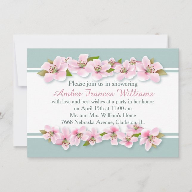 White pink orchids Bridal Shower Invitation (Front)