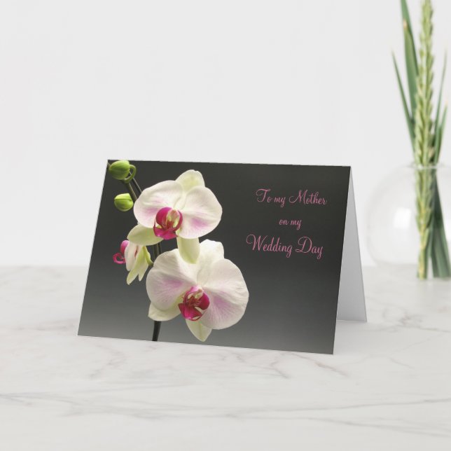 White pink orchids Thank you Mother for my Wedding Card (Front)