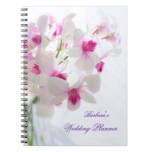 White pink Orchids Wedding Planner Notebook