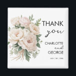 white pink peonies floral rustic wedding favors magnet<br><div class="desc">white pink peonies floral rustic wedding favors,  easily customized and personalized for your special wedding events by adding text of name and date</div>