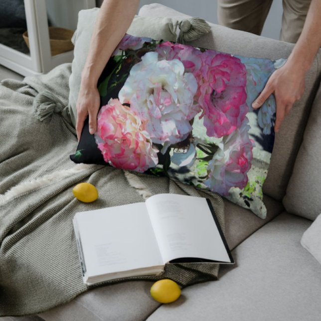 white pink peonies lumbar pillow (Creator Uploaded)