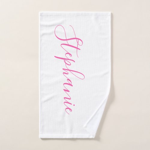 White Pink personalized monogram yoga towel