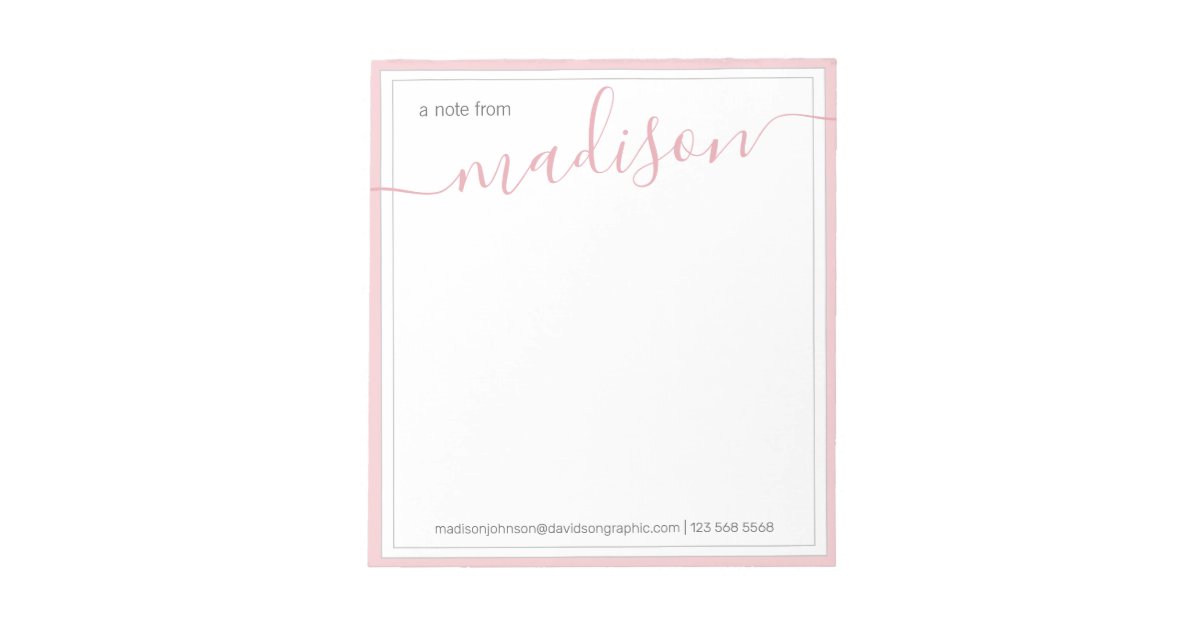 White Pink Personalized Name | From The Desk Of Notepad | Zazzle