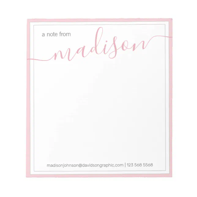 White Pink Personalized Name | From The Desk Of Notepad | Zazzle