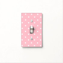 White Pink Polka Dot Light Switch Cover