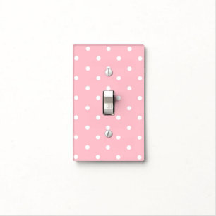 White Pink Polka Dot Light Switch Cover