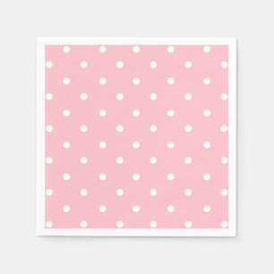 White Pink Polka Dot  Napkins