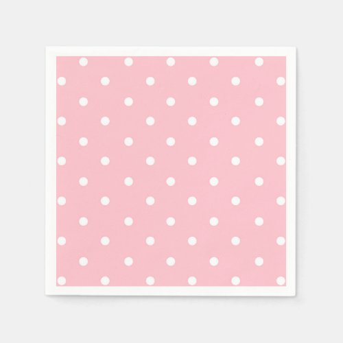 White Pink Polka Dot  Napkins