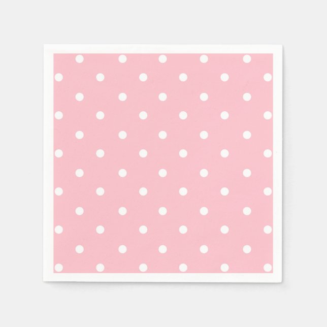 White Pink Polka Dot  Napkins (Front)