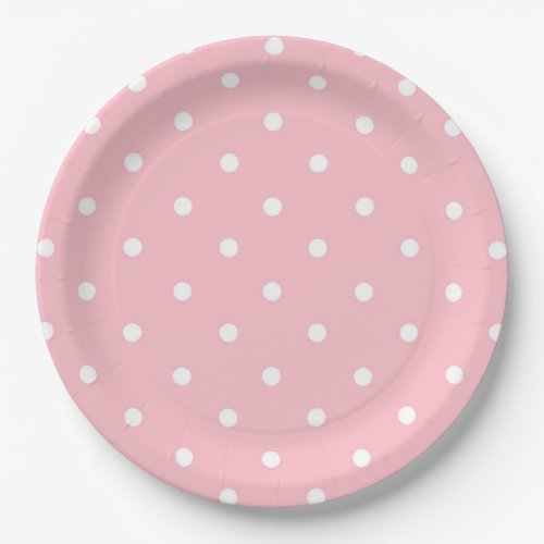White Pink Polka Dot Paper Plate