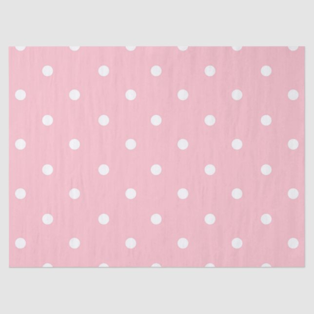 White Pink Polka Dot  Tissue Paper (Front)