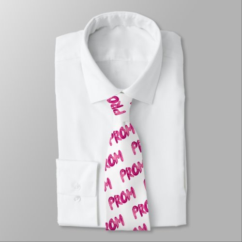 White Pink Promposal Prom Neck Tie