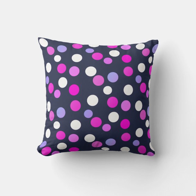 White, Pink Purple Blue Balls Circles Throw Pillow (Front)