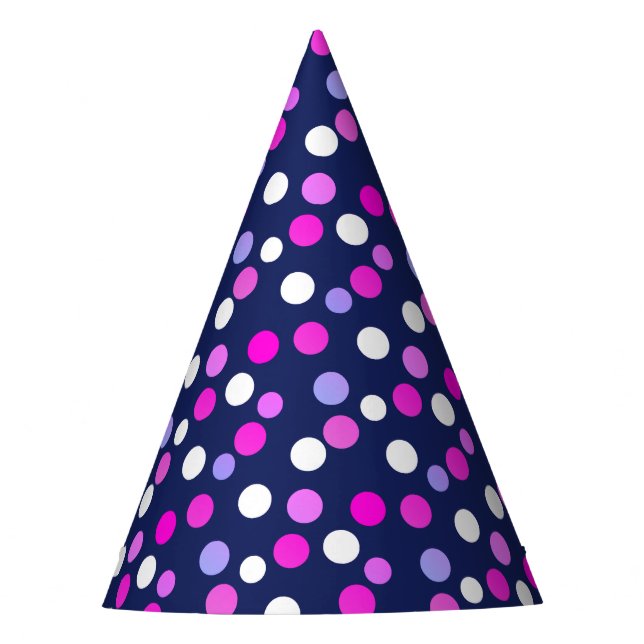 White Pink Purple Blue Circles Balls Paper Cap Hat (Front)