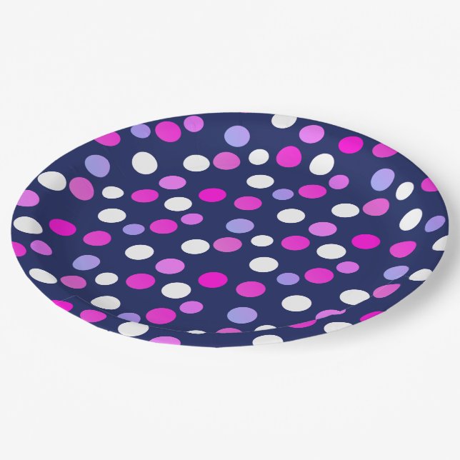 White Pink Purple Blue Circles Balls Paper Plate (Angled)