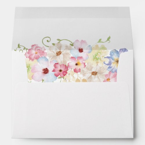 White Pink  Purple Floral 2 Envelope