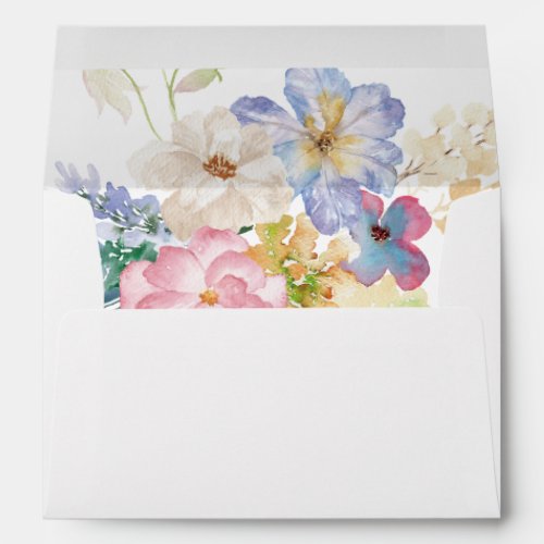 White Pink  Purple Floral  Envelope