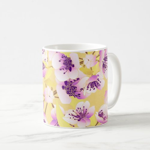 White Pink Purple Flower Background Coffee Mug