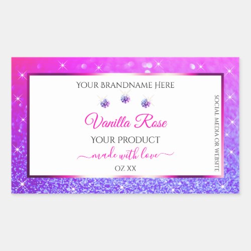 White Pink Purple Glitter Product Labels Jewels
