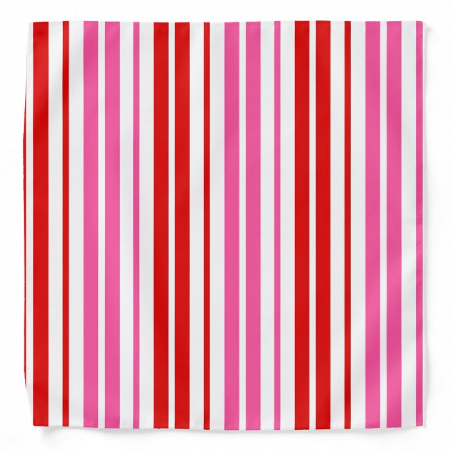White Pink Red Vertical Stripes Design   Bandana (Front)