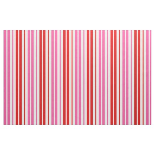 White Pink Red Vertical Stripes Design   Fabric