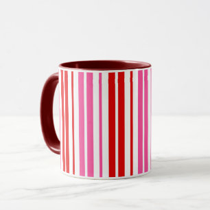 White Pink Red Vertical Stripes Design Mug