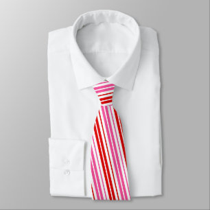White Pink Red Vertical Stripes Design   Neck Tie