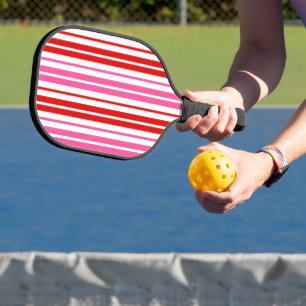 White Pink Red Vertical Stripes Design   Pickleball Paddle