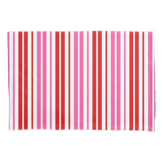 White Pink Red Vertical Stripes Design   Pillow Case (Front)