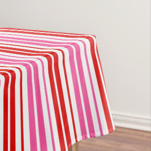 White Pink Red Vertical Stripes Design   Tablecloth