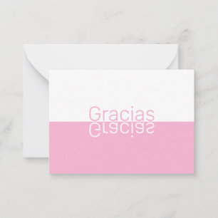 White & Pink Reflection Modern Spanish Thank You Note Card