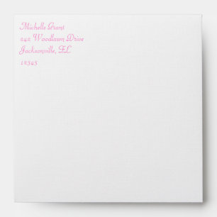 White & Pink Return Address Envelope for 5" Square