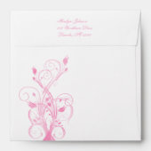 White & Pink Return Address Envelope for 5" Square (Back (Top Flap))