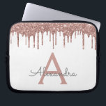 White Pink Rose Gold Glitter Sparkle Monogram Laptop Sleeve<br><div class="desc">White and Pink - Rose Gold Faux Dripping Modern and Elegant Girly Glitter and Sparkle Elegant Monogram Case. This case can be customized to include your initial and first name.</div>