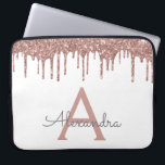 White Pink Rose Gold Glitter Sparkle Monogram Laptop Sleeve<br><div class="desc">White and Pink - Rose Gold Faux Dripping Modern and Elegant Girly Glitter and Sparkle Elegant Monogram Case. This case can be customized to include your initial and first name.</div>