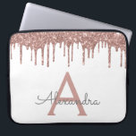 White Pink Rose Gold Glitter Sparkle Monogram Laptop Sleeve<br><div class="desc">White and Pink - Rose Gold Faux Dripping Modern and Elegant Girly Glitter and Sparkle Elegant Monogram Case. This case can be customized to include your initial and first name.</div>