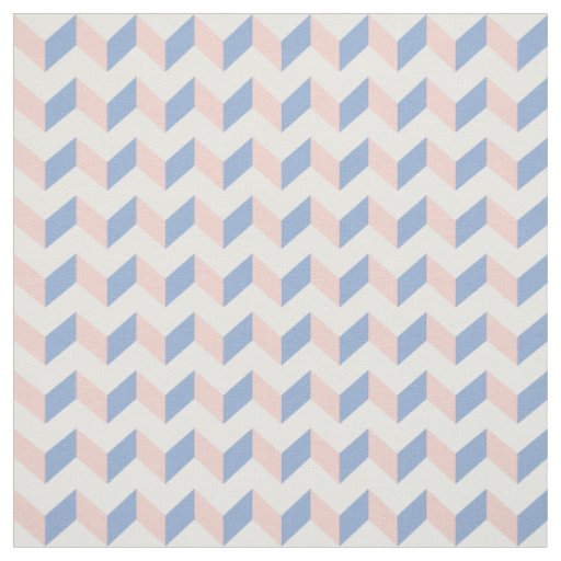 White Pink Rose Quartz Blue Geometric Chevron 2016 Fabric