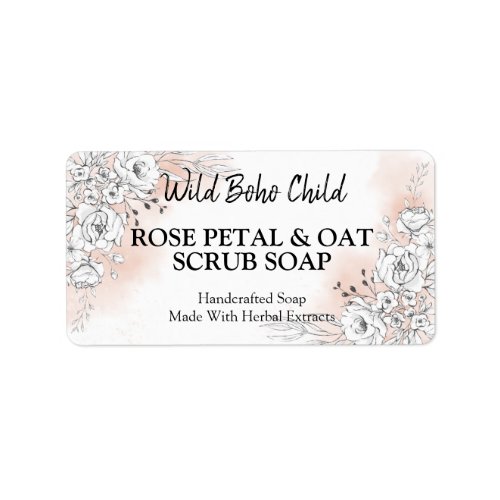 White  Pink Rose Soap Product Labels