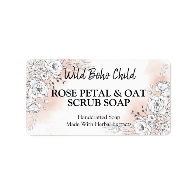 White & Pink Rose Soap Product Labels (Front)