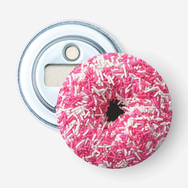White Pink Sprinkles Donut Bottle Opener (Front)
