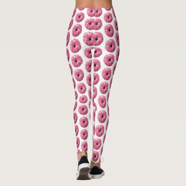 White Pink Sprinkles Donut Leggings (Back)