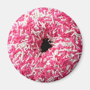 White Pink Sprinkles Donut Magnet