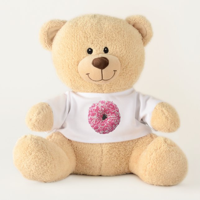 White Pink Sprinkles Donut Teddy Bear (Front)
