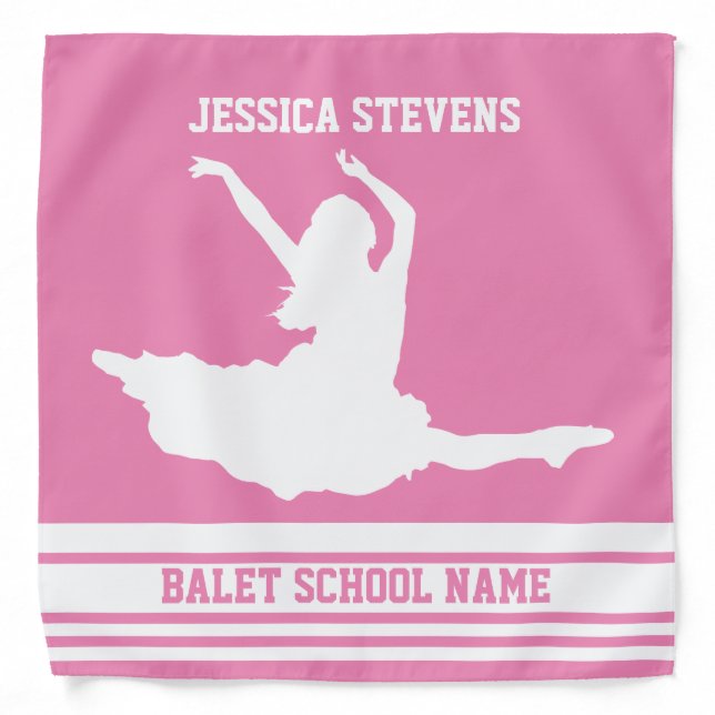 White & Pink Stripes Ballet Dancer Silhouette Bandana (Front)