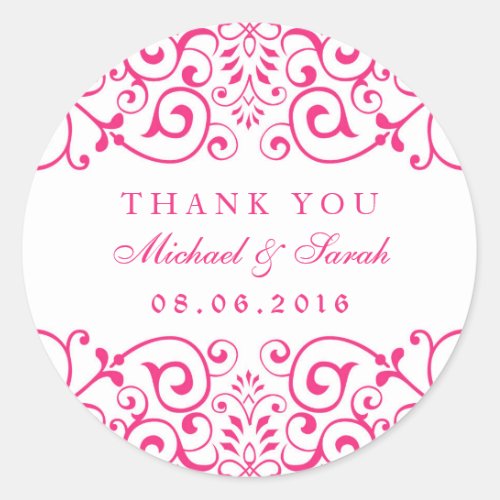 White Pink Swirl Floral Couples Shower Stickers