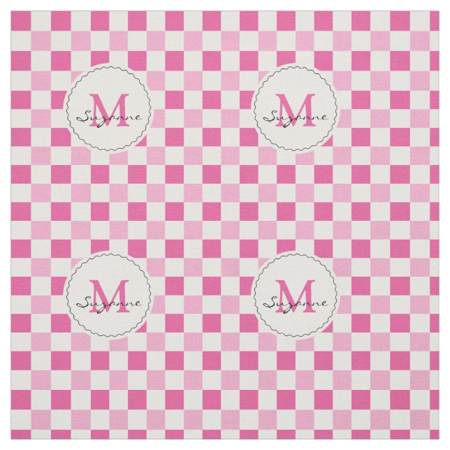 White Pink Tone Checkered Gingham Fabric (Swatch)